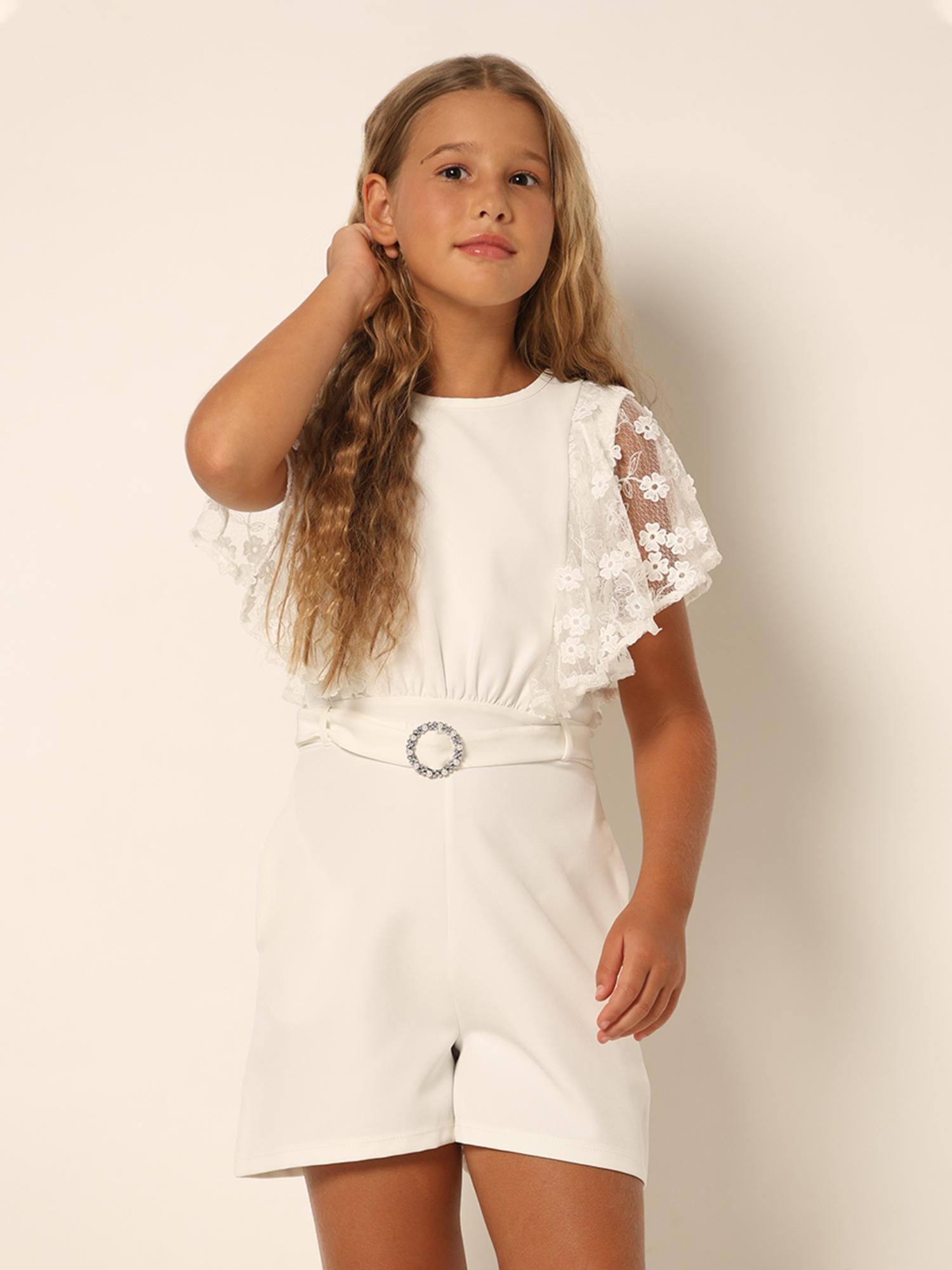 textured flared sleeve for party fancy playsuit (set of 2)