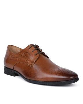 textured formal lace-up derby shoes with perforations