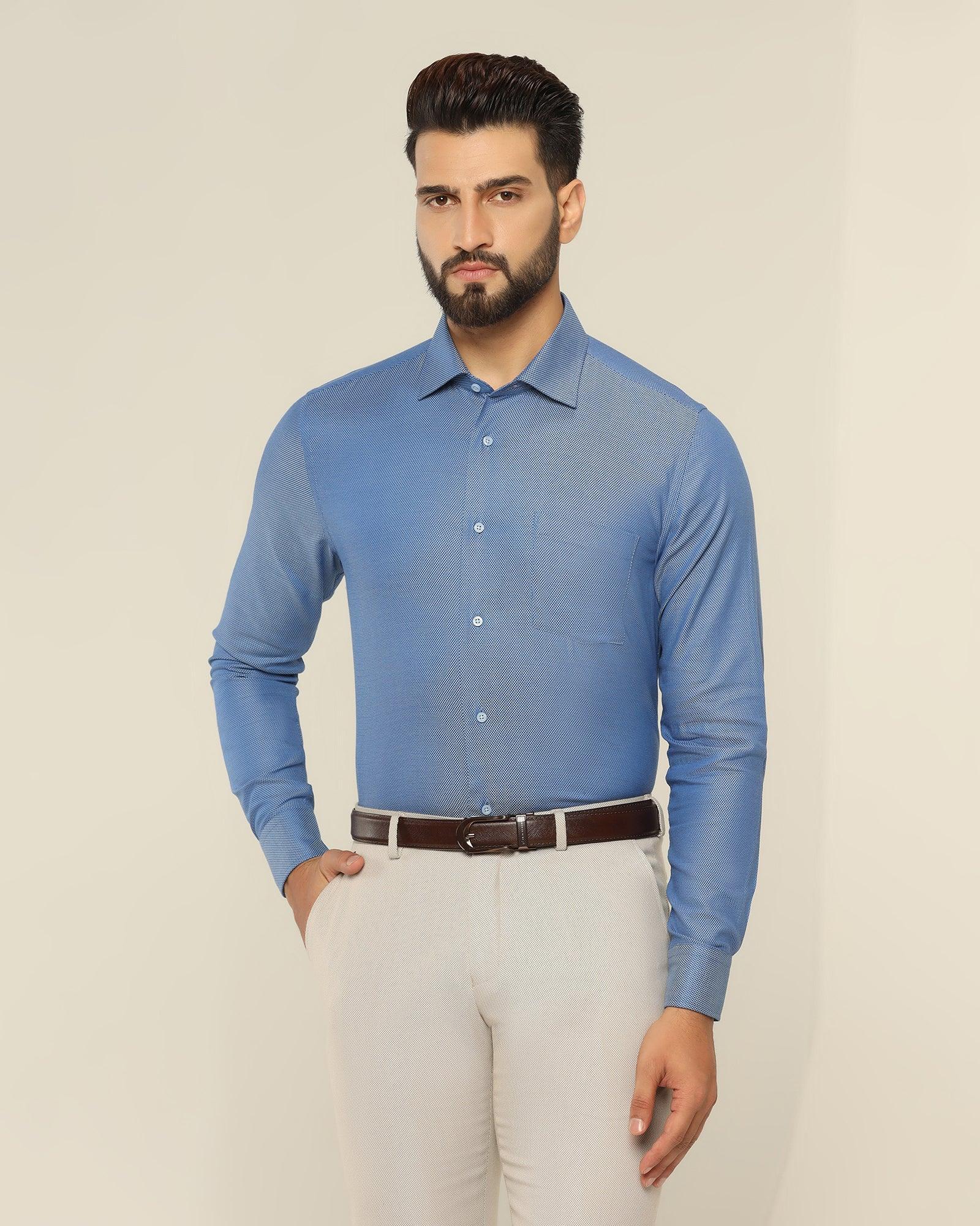 textured formal shirt in blue (quint)