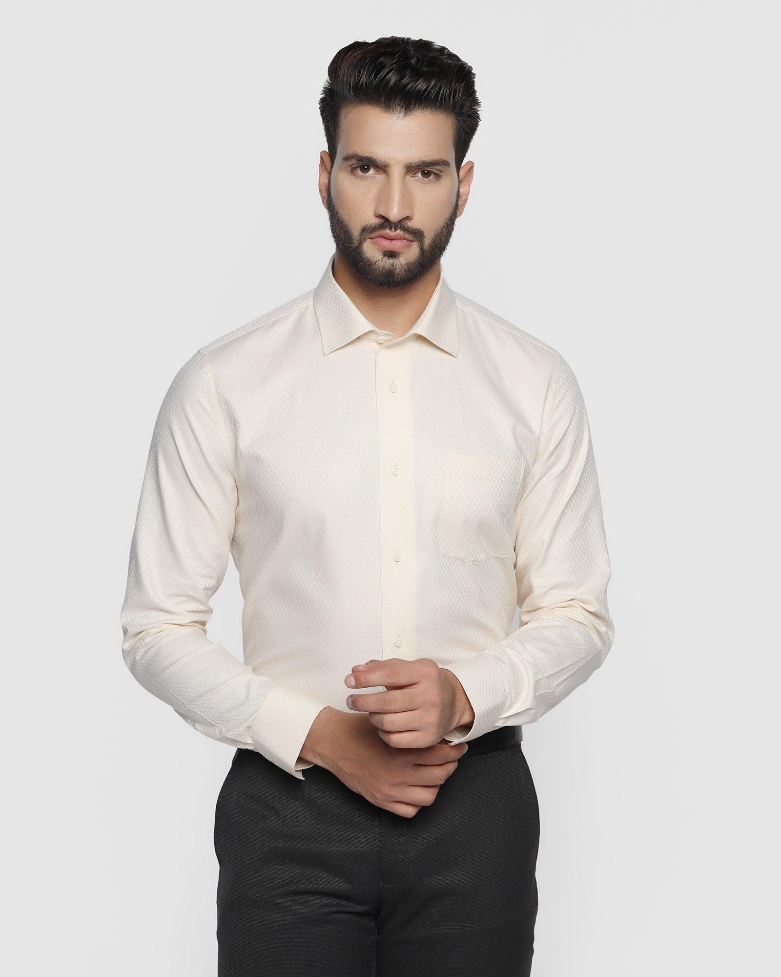 textured formal shirt in yellow (ena)