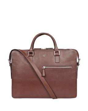 textured genuine leather messenger bag