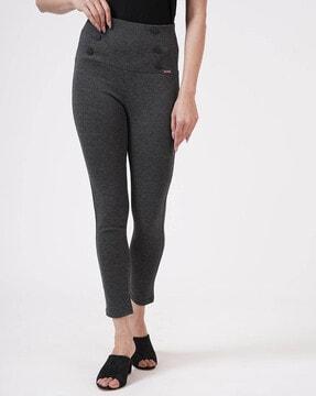 textured high-rise jeggings