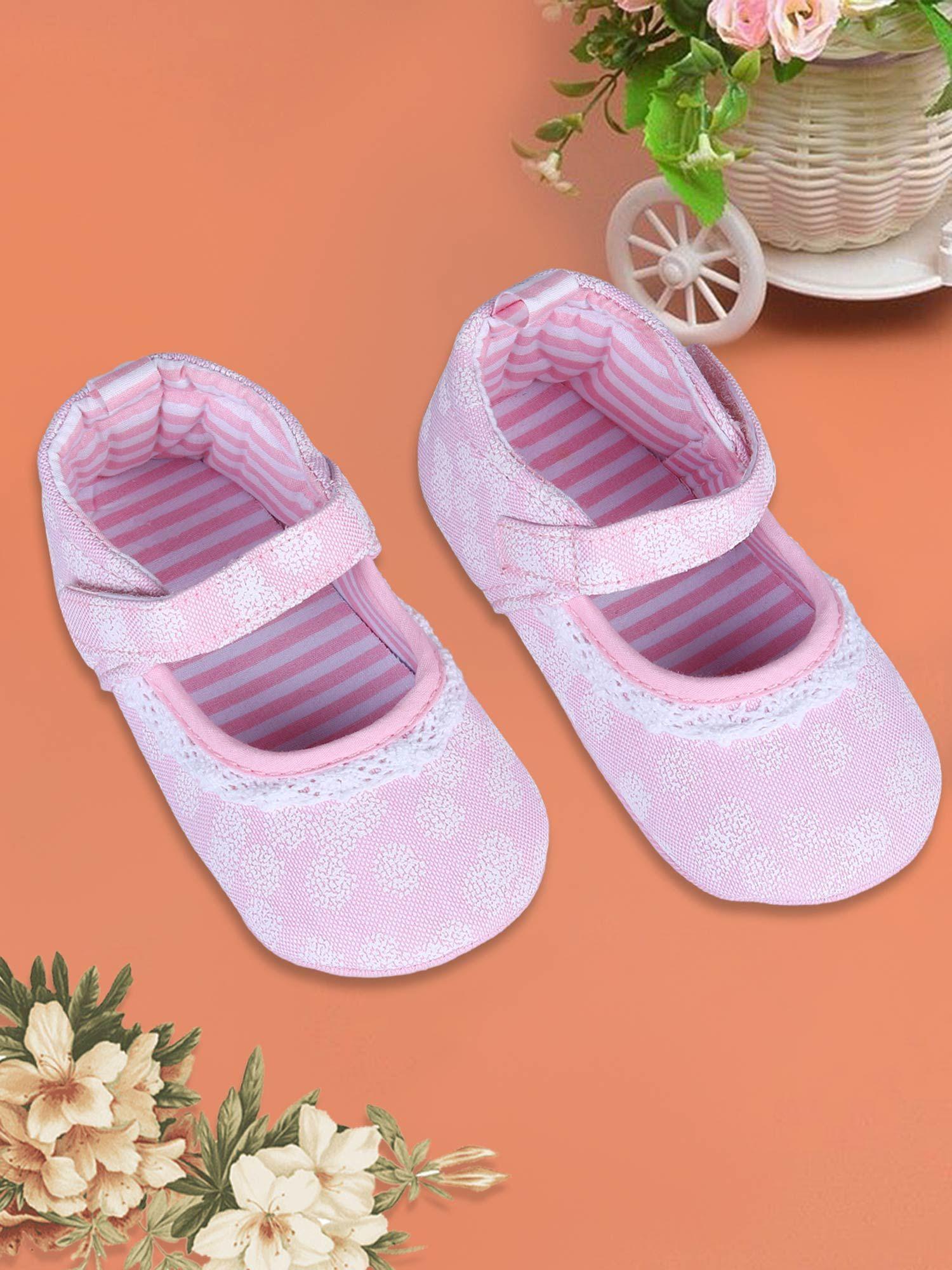 textured hookloop premium girls anti-slip ballerina shoes - pink