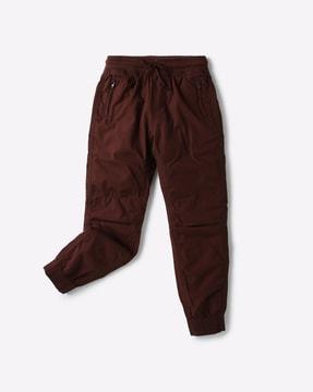 textured jogger pants with elasticated drawstring waistband