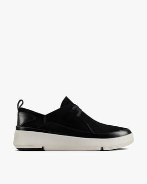 textured lace-up casual shoes with contrast sole
