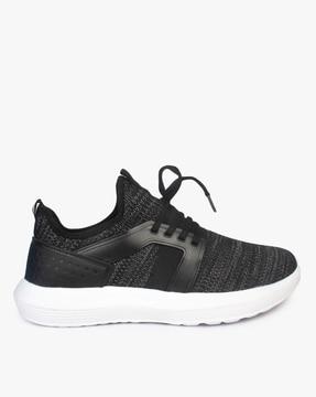 textured lace-up running shoes
