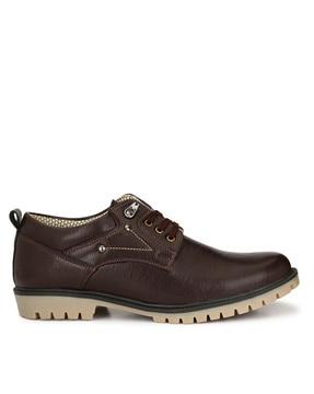 textured lace-up shoes with contrast sole