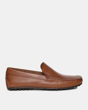 textured leather loafers