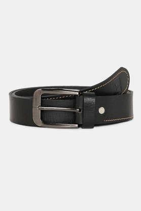 textured leather men's casual single side belt - black