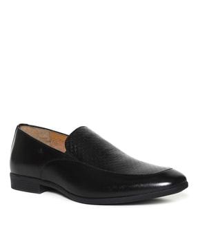 textured leather slip-on shoes