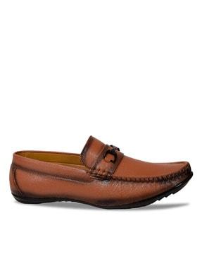 textured loafers with metal accent