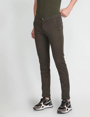 textured low rise trousers