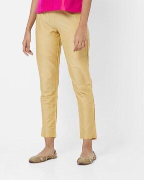 textured mid-rise cropped trousers