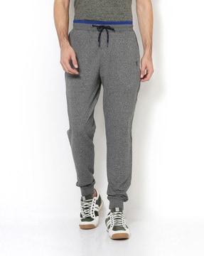 textured mid-rise joggers with elasticated drawstring waist
