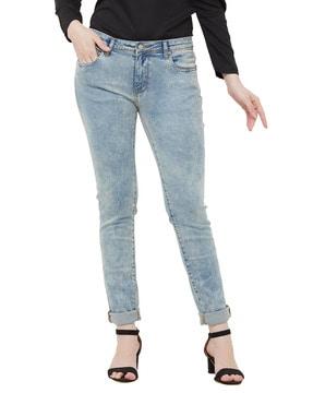 textured mid-rise relaxed fit jeans