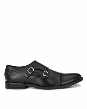 textured monks with buckle fastening