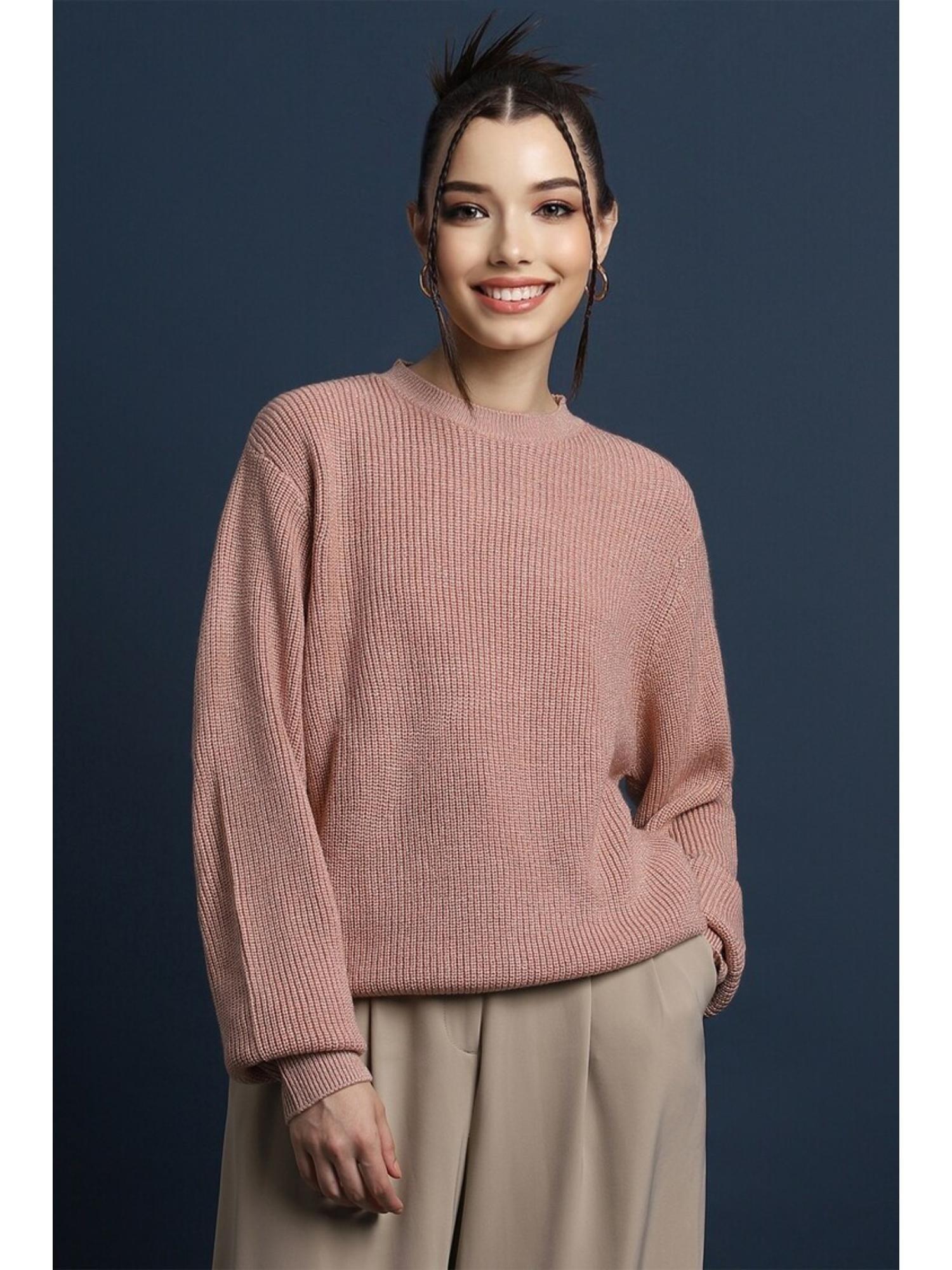 textured peach sweater