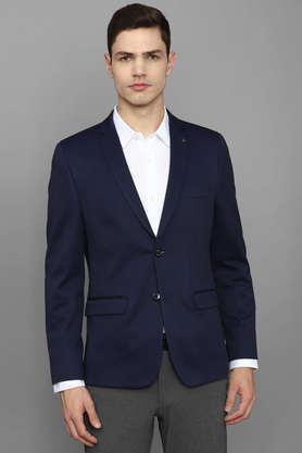 textured polyester slim fit men's casual blazer - navy