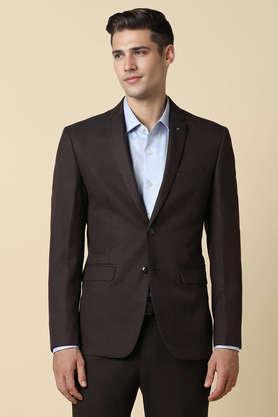textured polyester slim fit men's casual suit - brown