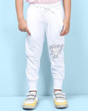 textured print ankle-length joggers