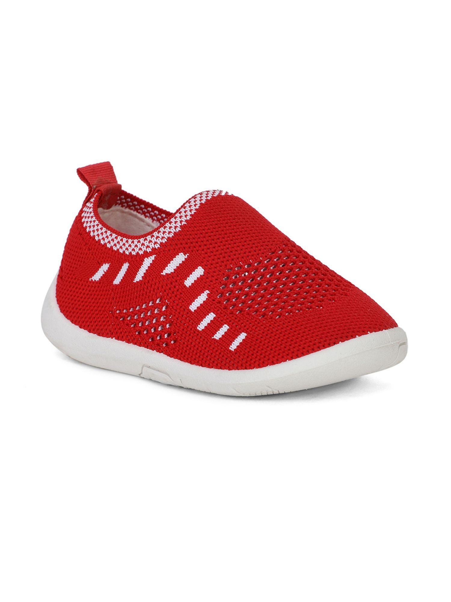 textured red casual shoes