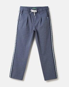 textured regular fit trousers