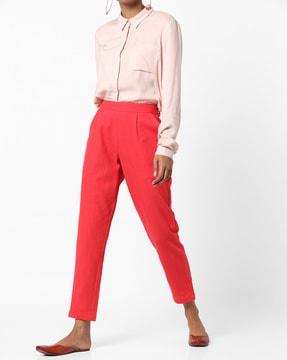 textured relaxed fit pleated pants