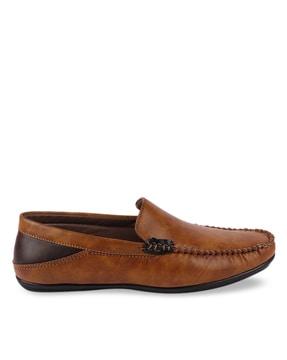 textured round-toe loafers