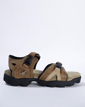 textured sandals with adjustable straps