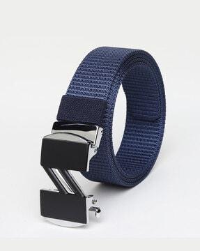 textured slim belt with stainless steel buckle