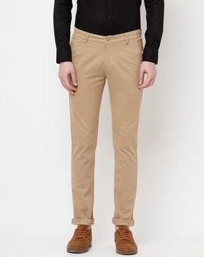 textured slim fit trousers