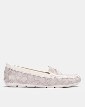 textured slip-on loafers with brand metal accent