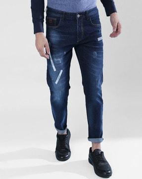 textured straight jeans