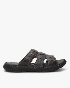 textured strappy flat sandals