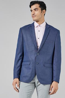 textured terrylene rayon slim men's casual wear blazers - navy