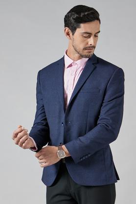 textured terrylene rayon slim men's work wear blazers - navy