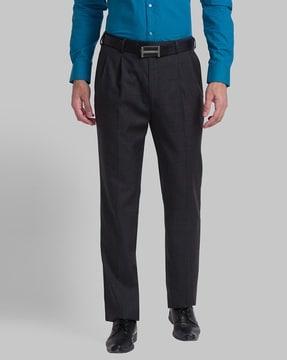 textured trousers with insert pockets