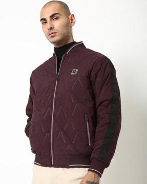 textured zip-front bomber jacket