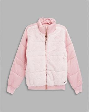 textured zip-front jacket