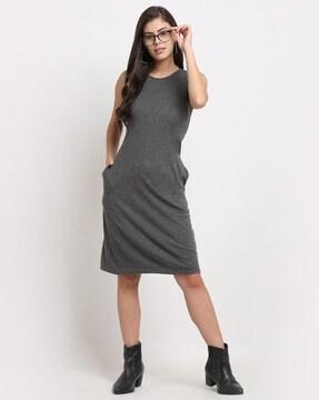 textured a-line dress with pockets