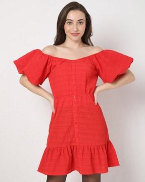 textured a-line dress