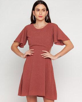 textured a-line dress