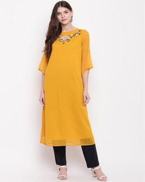 textured a-line kurta