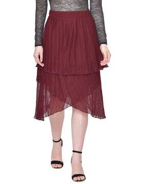 textured a-line skirt with asymmetric hem