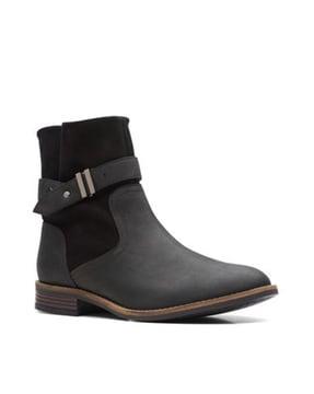 textured ankle-length boots