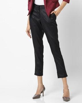 textured ankle-length pants