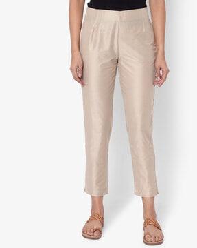 textured ankle-length pants
