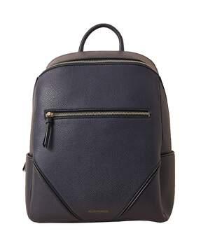 textured backpack with zip closure