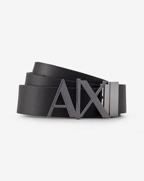 textured belt with branding