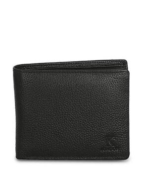 textured bi-fold wallet with branding